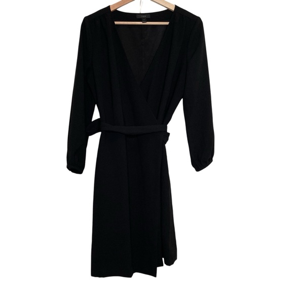 J. CREW Wrap Dress in 365 Crepe Black Tie At Waist Size 6 - Picture 3 of 16